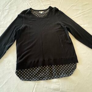 Croft & Barrow Black Polka Dot Layered Top